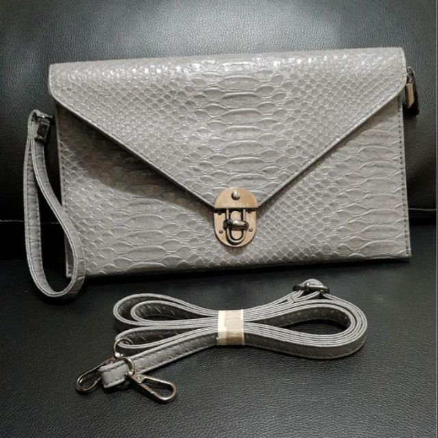 grey envelope clutch