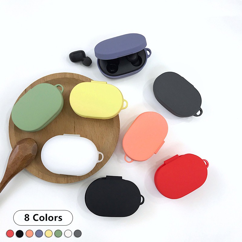 [8 color] Liquid Silicone Case Xiaomi Redmi Airdots /Airdots 2 /Airdots S Cover with Hook AirDots Headphone Case