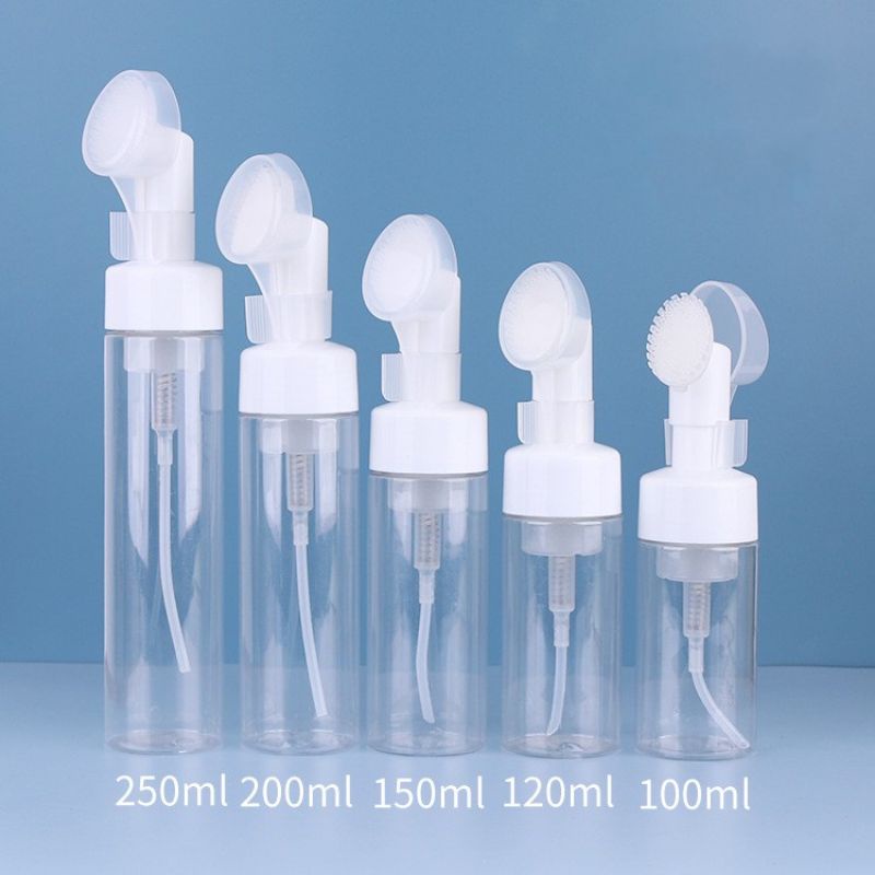 Mousse Foaming Bottle With Brush Pump Press Silicone Face Brush Foaming