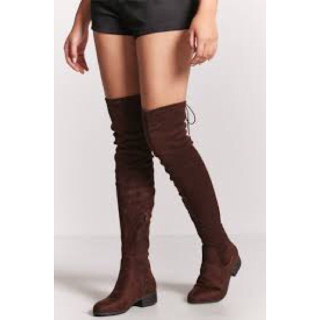 dark brown thigh high boots