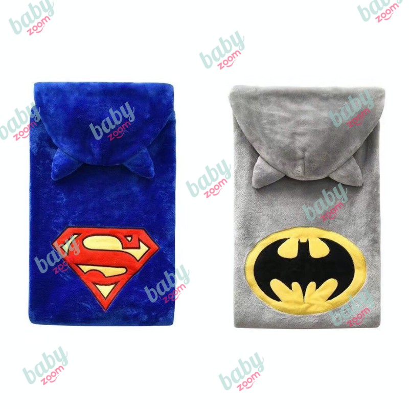 Baby Zoom Kids Superhero Hooded Bath Towel Bathrobe Superman Batman