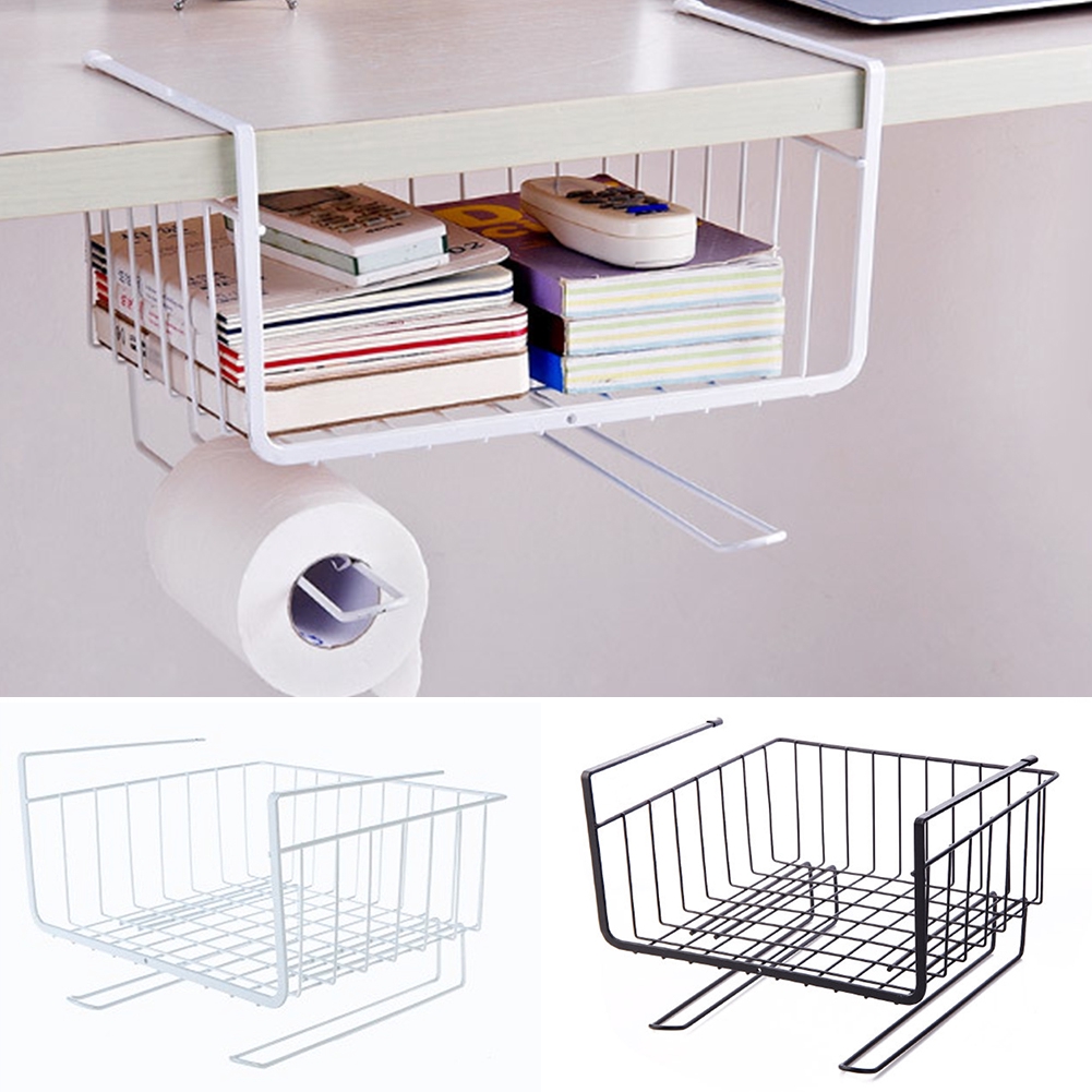 Under Shelf Kitchen Iron Art Bookshelf Organizer Wire Dual Hook