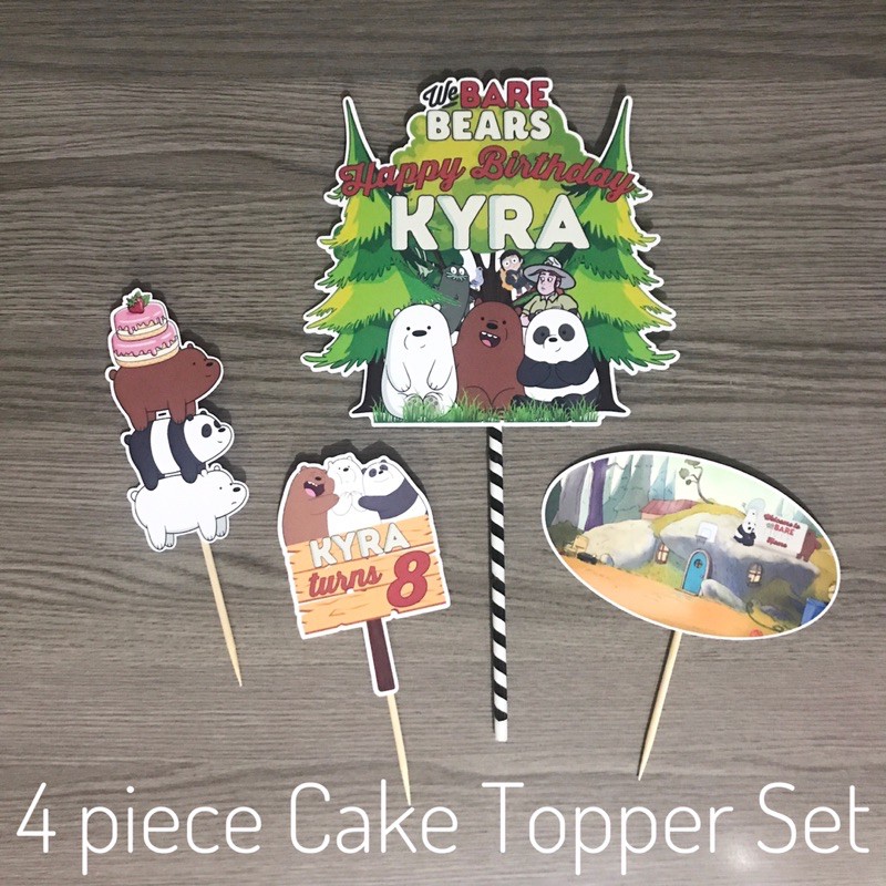 We Bare Bears Cake Topper Set with option of adding cupcake topper set