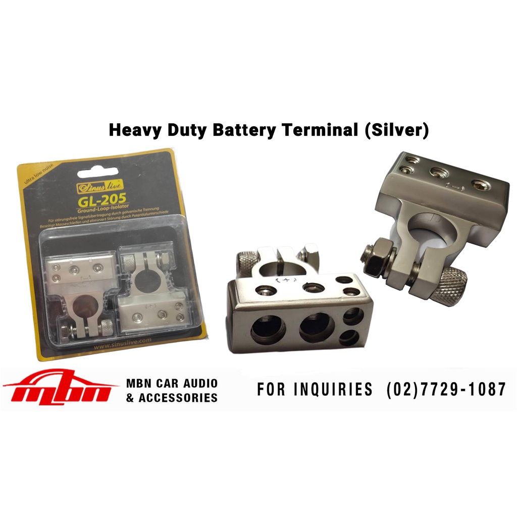 BATTERY TERMINAL CAR AUTO (+POSITIVENEGATIVE) HEAVY DUTY SILVER (2PCS