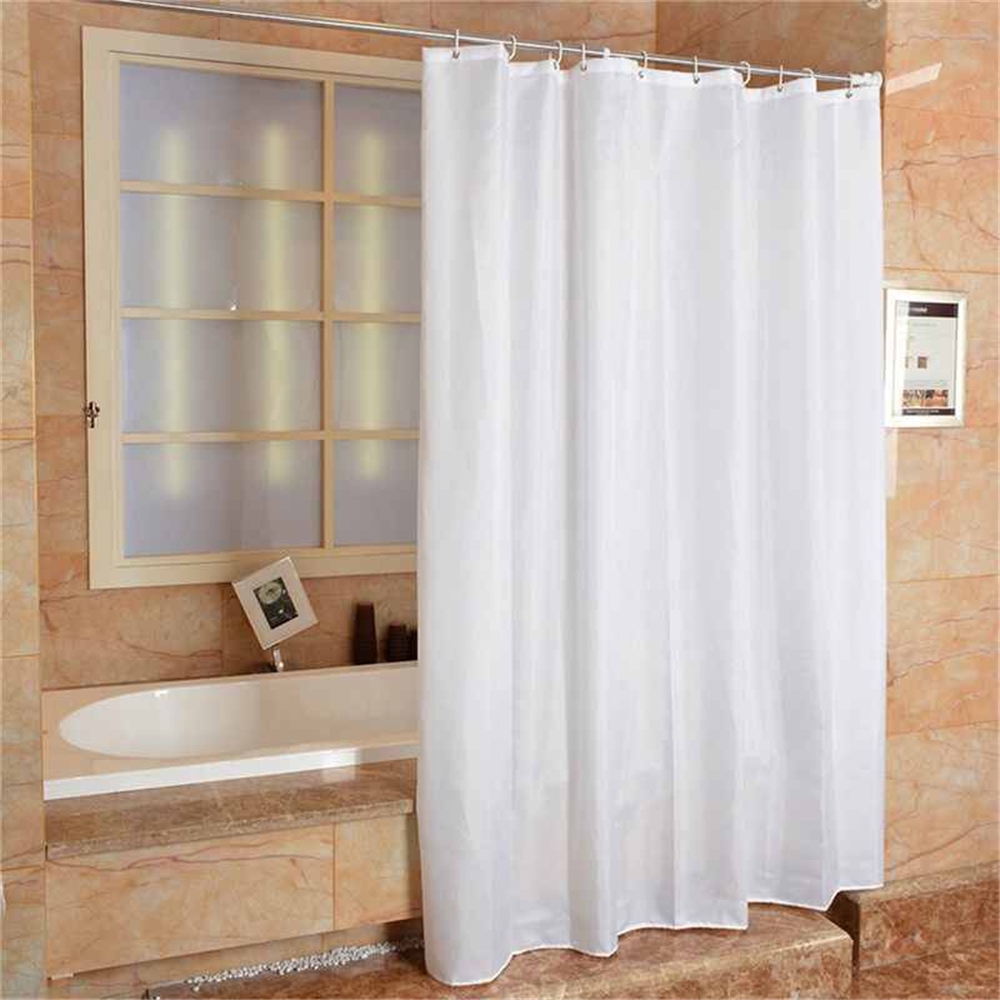 Fabric Shower Curtain Plain White Extra Wide Extra Long With Hooks