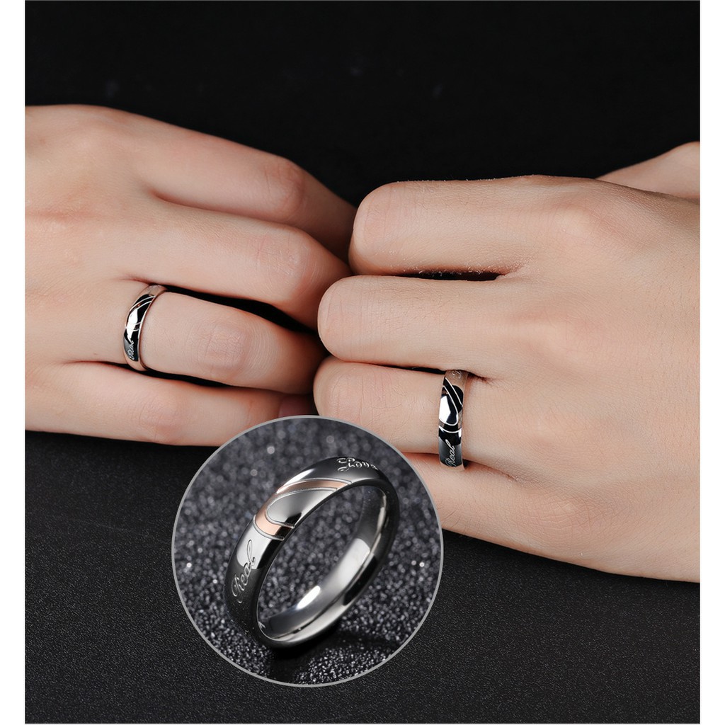 Titanium Heart Couple Ring Wedding Rings Men Women Ring Set Shopee Philippines