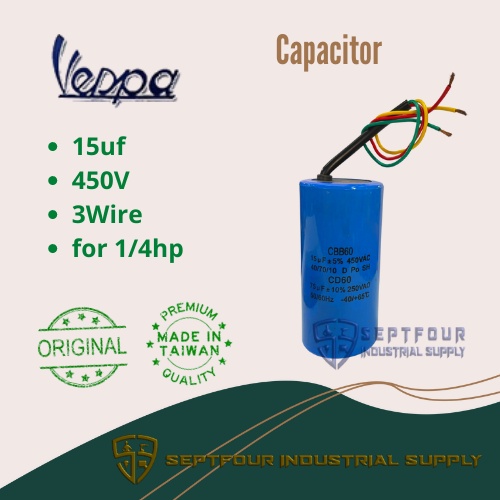 Vespa Air Compressor Starting/Running Capacitor for 1/4Hp/1/2Hp/1Hp/ 2Hp 3wires (100 Original