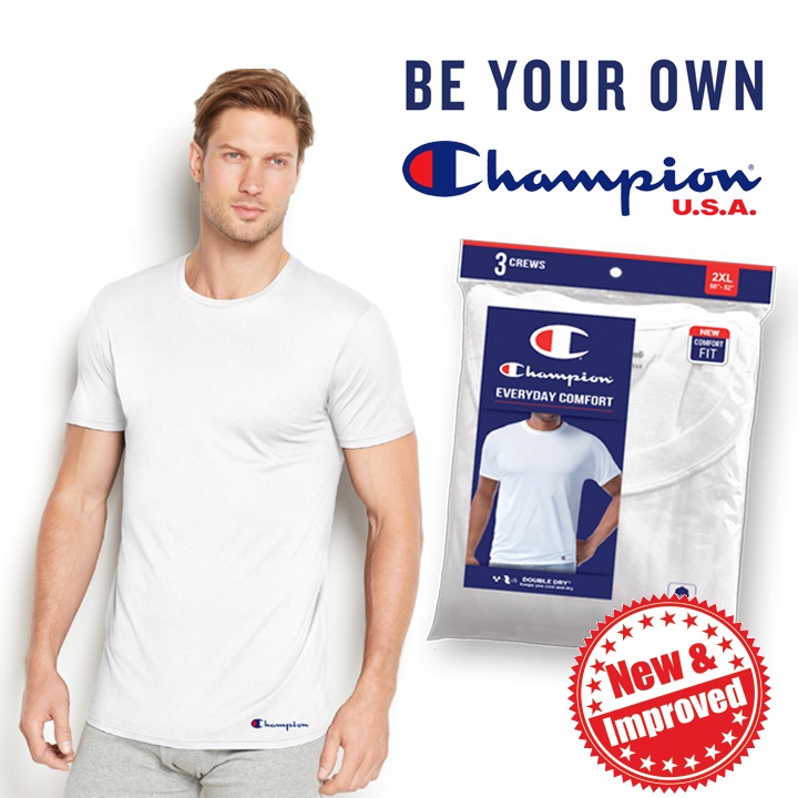 Champion U.S.A. Mens Crew Neck (Round Neck) T-Shirts 3 pcs per pack