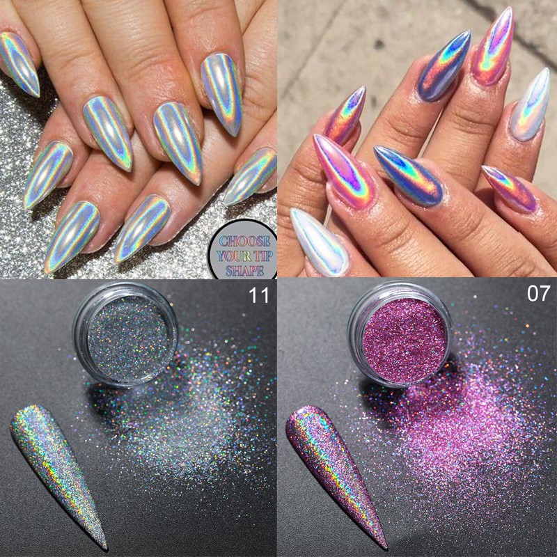 1 Box Nail Powder Silver Nail Glitter Iridescent Nail Pigment Nail ...