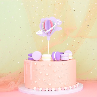 Hot Air Balloon Cake Topper Birthday Romantic 3D Cloud Airplane Cake Decoration #8