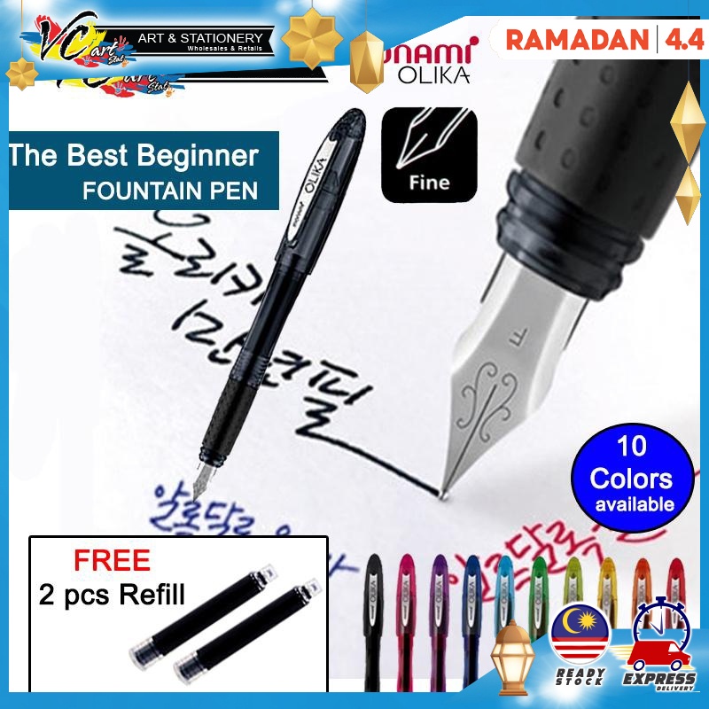 Monami Olika Fine Fountain Pen Free Refill Calligraphy Tulisan Kraf
