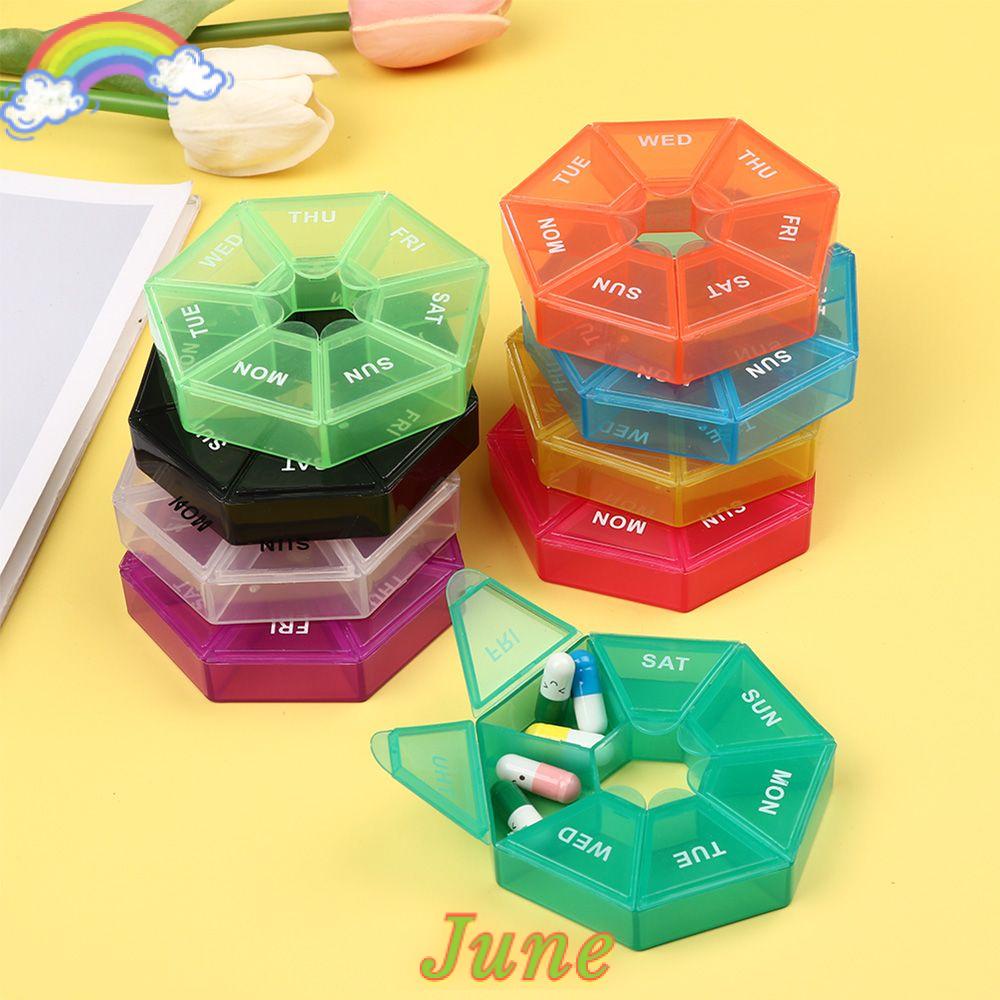 JUNE 7 Days Tablet Candy Box Portable Pill Dispenser Container Pill Case Storage Travel