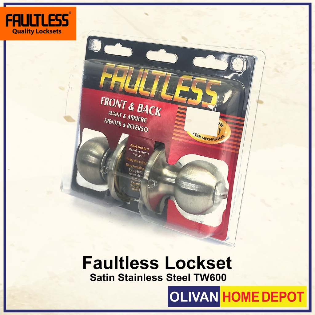 FAULTLESS Entrance and Privacy Tubular Lockset TW600/800 Satin