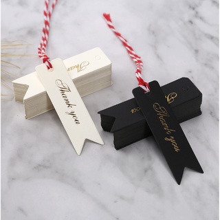qjoq.ph | 100pcs | Gold Stamping Paper Gift Tags Black, White, Red Hang Label Decor Wedding Gift Tag #4