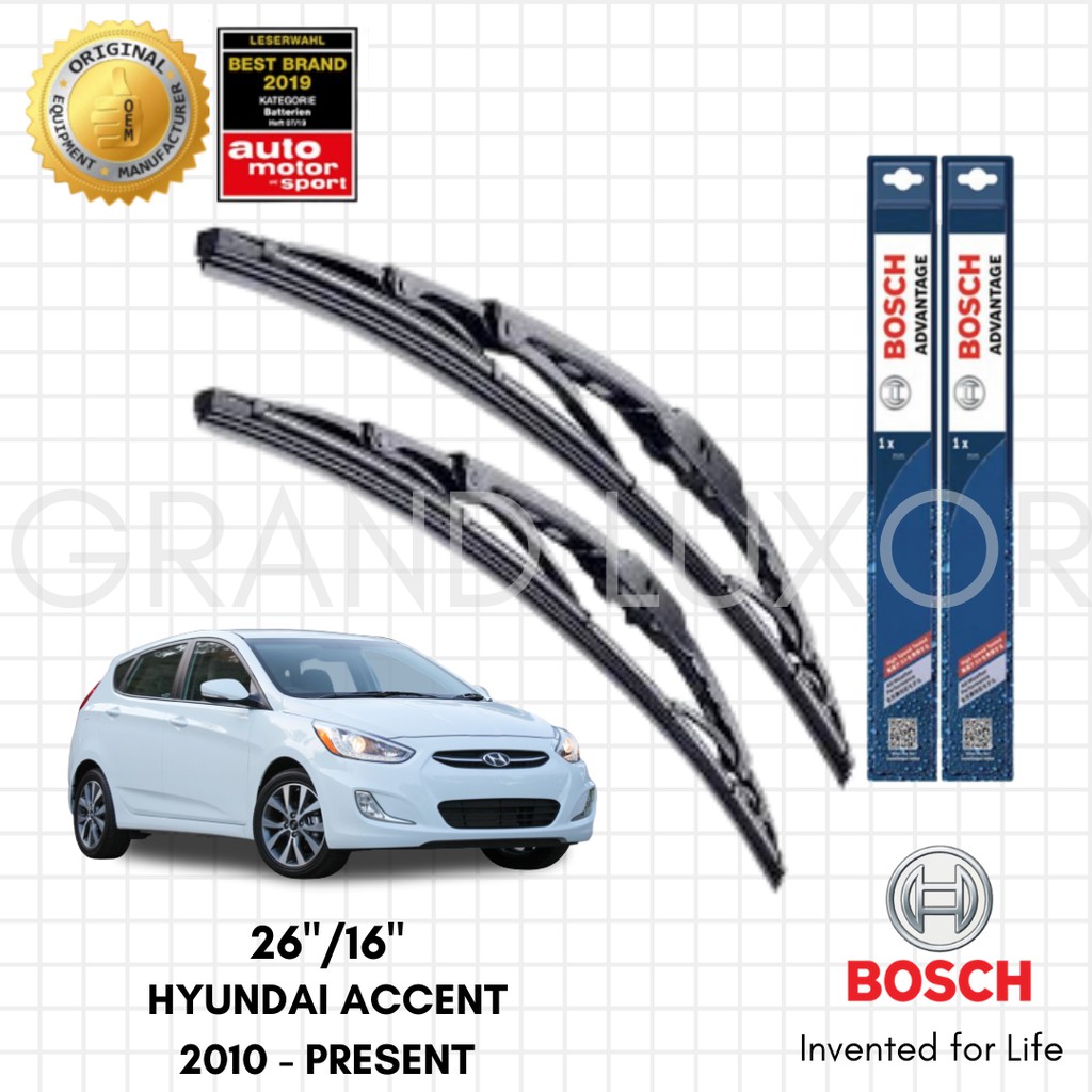 Bosch ADVANTAGE Wiper Blade Set for HYUNDAI ACCENT 2010 - PRESENT (26"/16") | Shopee Philippines 2010 Hyundai Accent Rear Wiper Blade Size
