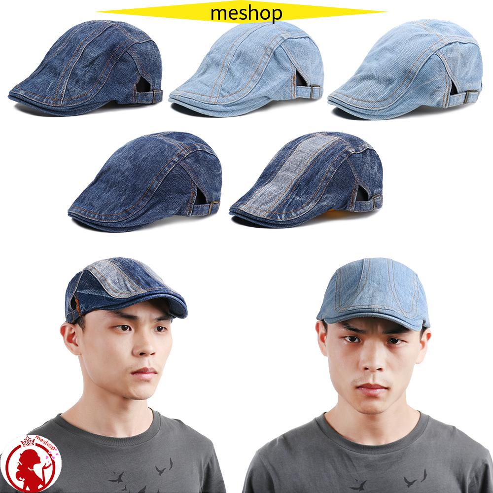 Newsboy Style Adjustable Casual Flat Cap Gatsby Hat Denim Beret Hats Sun Caps
