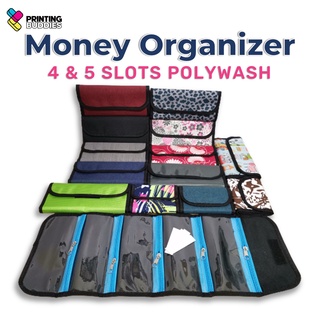 4slots & 5slots Money Organizer FREE Label stickers Rolltype zipper pocket Multi-purpose Long Wallet