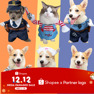 MOLAMGO Tiktok Dog Pets Transform Into Police Role Playing Pirate Halloween Dressing Up Cat Party Costume