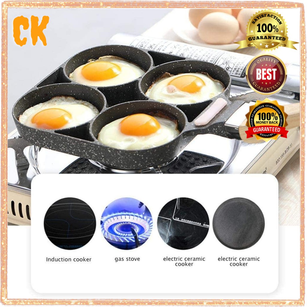 Non Stick Multi Egg And Burger Frying Pan 4 Hole Fried Egg Burger Cooker High Quality Pan Shopee Philippines