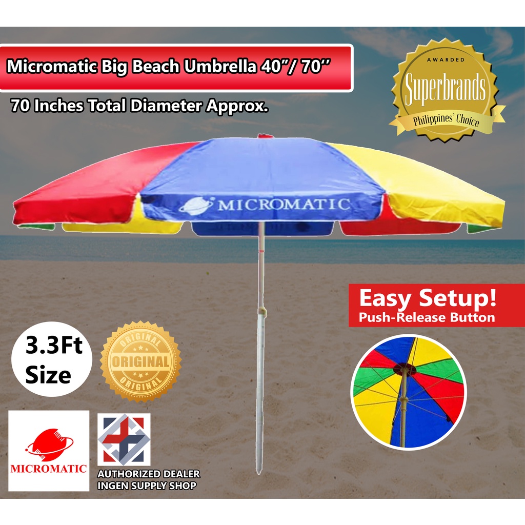 Micromatic Beach Umbrella 70 x 72 inches diameter Authentic original