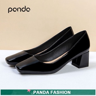 Pan.Da Ladies Korean Style black High heels Thick heel professional Glossy Shoes COD #622