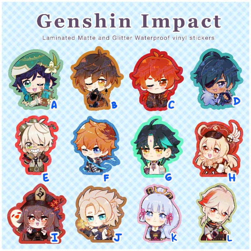 Genshin Impact Chibi waterproof Stickers matte glitter | Shopee Philippines