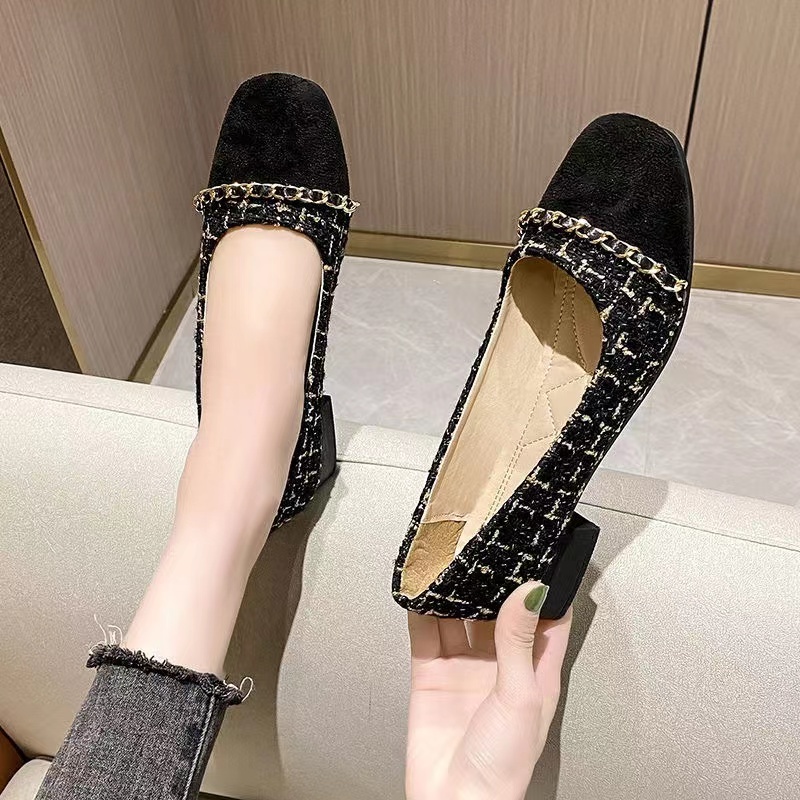 MITATA Fashion Square Toe Chunky Heels Women Shoes | Shopee Philippines
