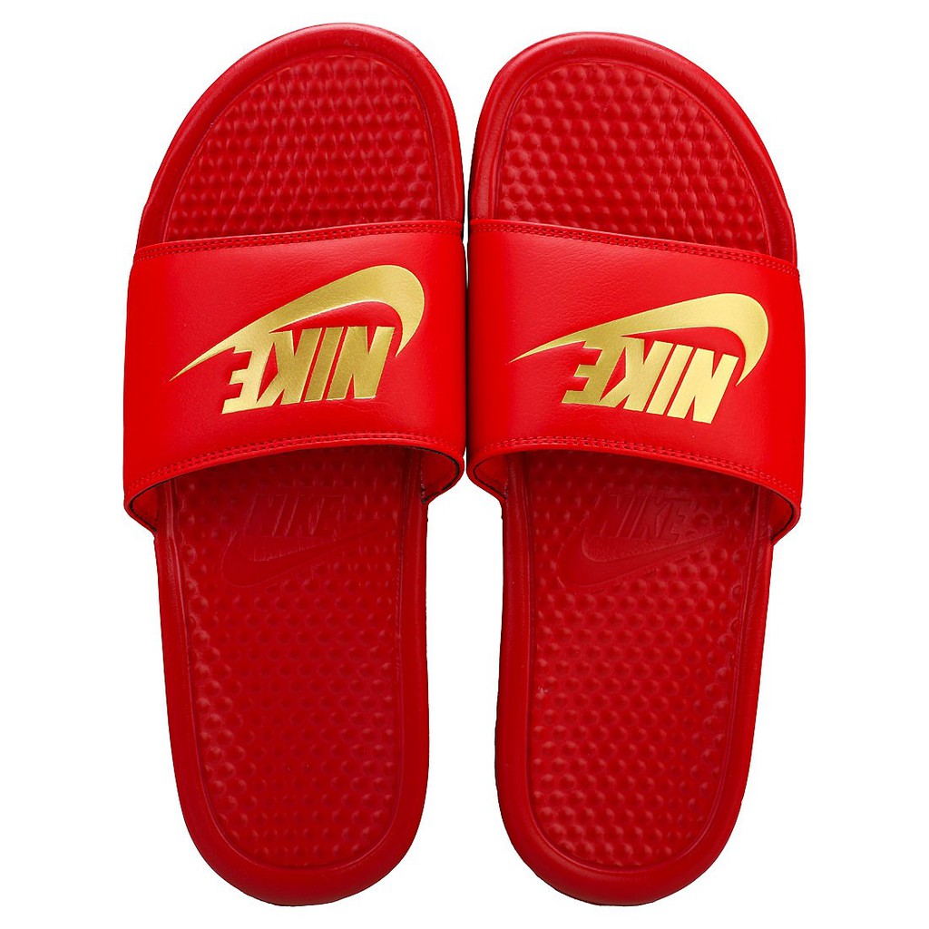 nike benassi red and gold