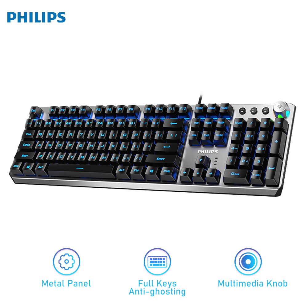 Philips SPK8405 USB Wired Gaming Mechanical Keyboard metal panel