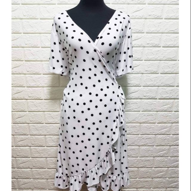 black and white polka dot dress