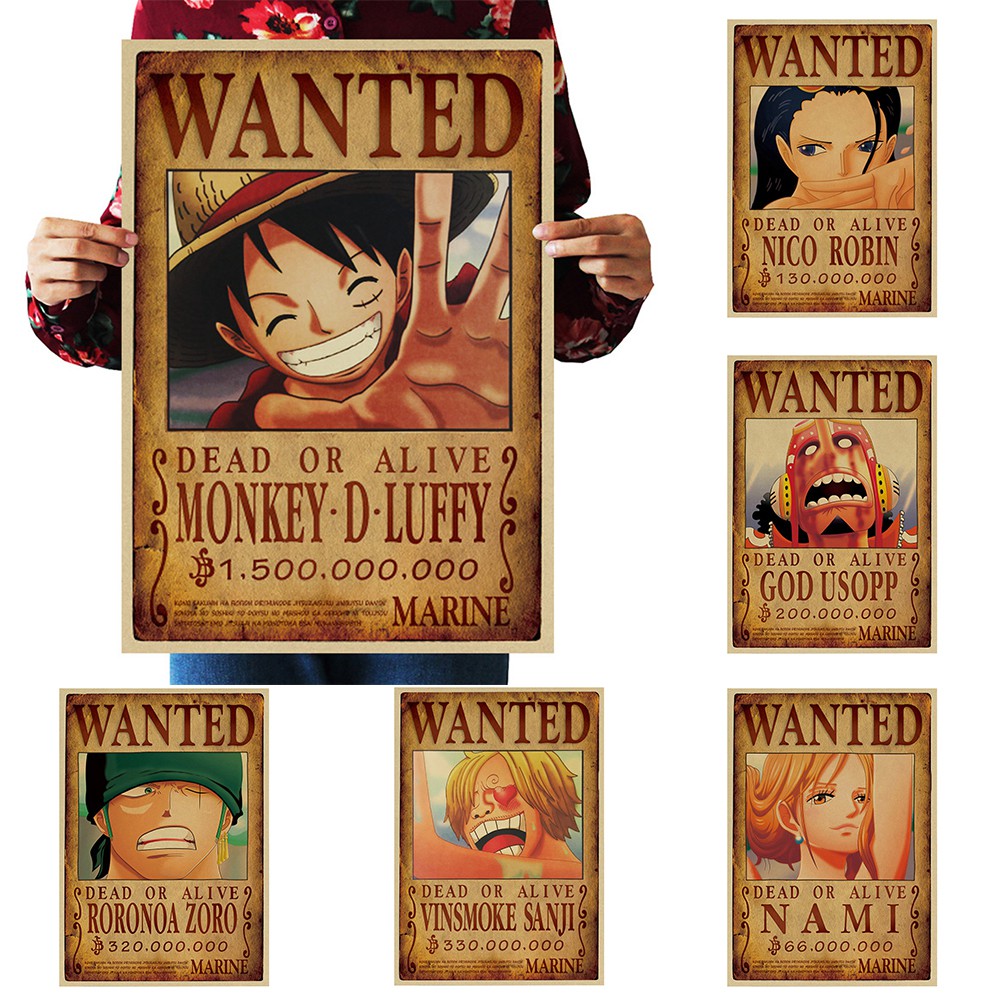 One Piece Wanted Poster Vintage Kraft Paper Wallpaper Decorative Painting Gift Shopee Philippines