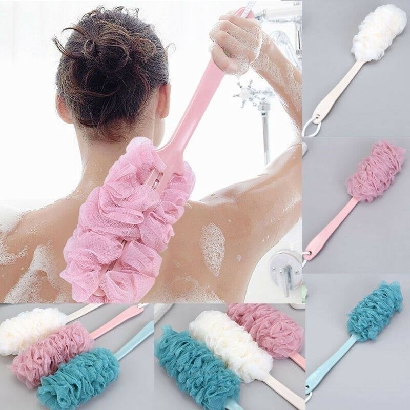 New Shower Scrubber Loofah Sponge Bath Body Back Brush with Long Handle