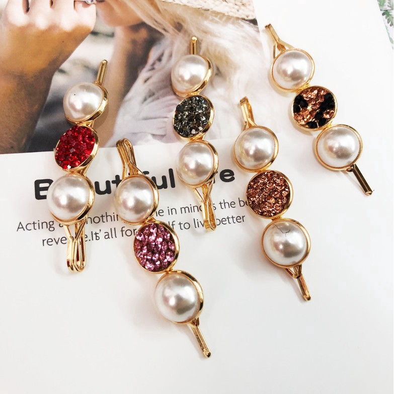 Japan Korean Czech Pearl Diamond Hair Clips Side Cute Hairpins