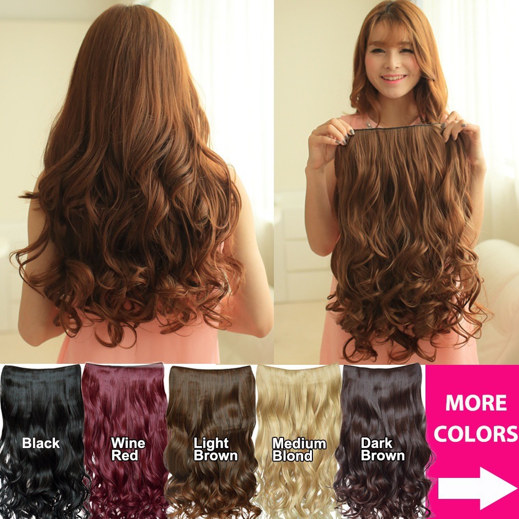 Curly Wavy Hairpieces Wig On Hair Extension Wigs 5 Clips Shopee
