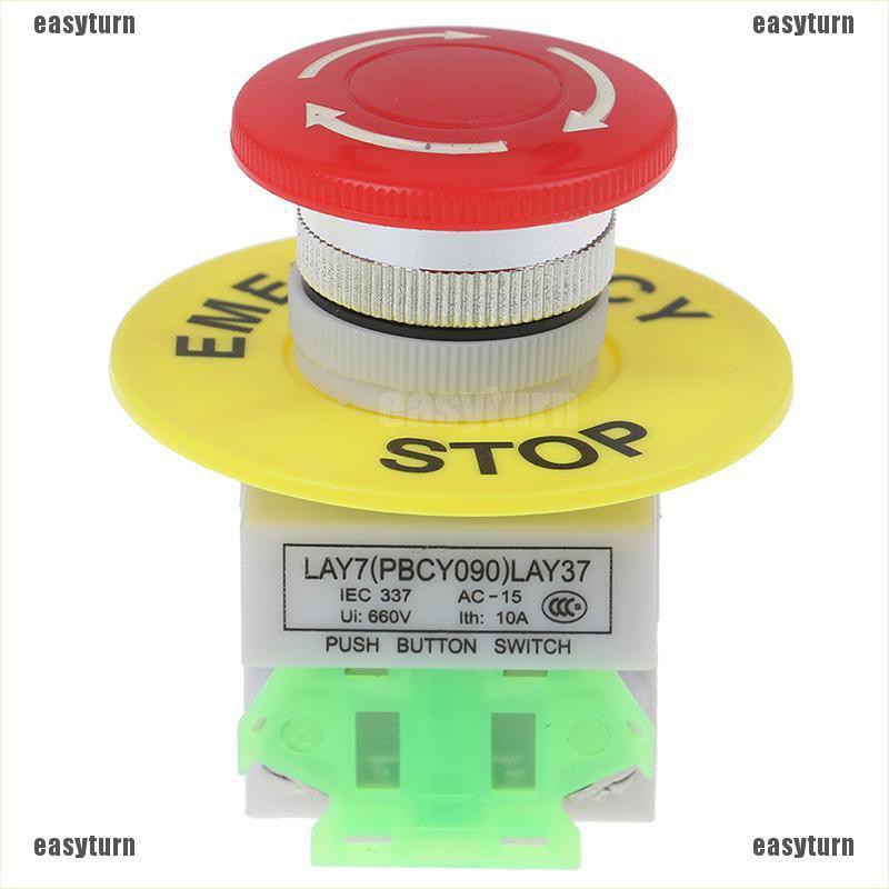 Cappuccio A Fungo Rosso 1NO 1NC DPST AC 660V10A Interruttore A Pulsante Industriale Di Arresto Di Emergenza ElectronicSwitch (Color : Type F - Foto 2