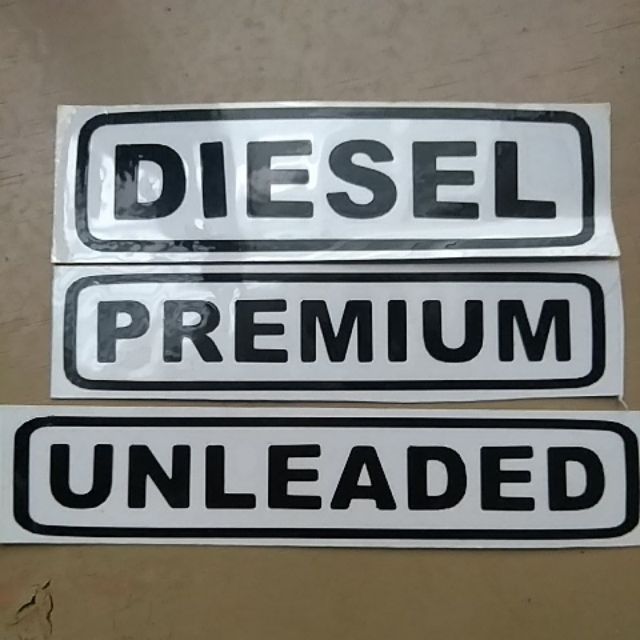 DIESEL PREMIUM UNLEADED CAR GAS COVER DECAL 1 PIECE EACH STICKER