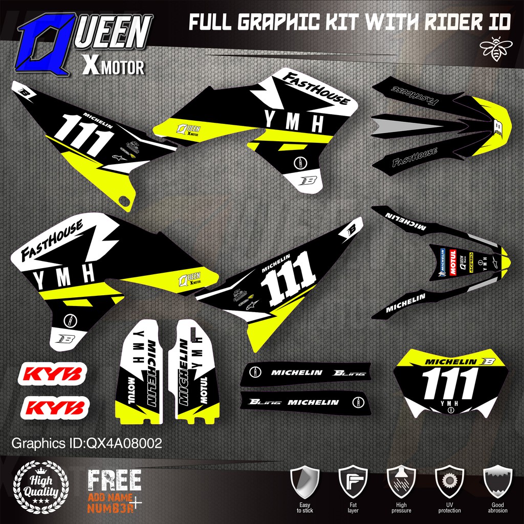 QUEEN X MOTOR Custom Team Graphics Backgrounds Decals 3M Stickers Kit