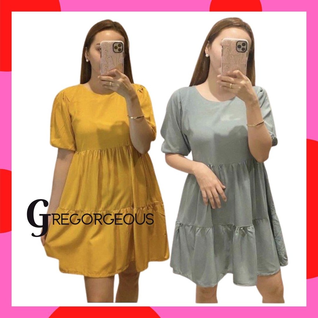 Plain Two Way Wear Women Dress Casual Baby Doll Dress Plain