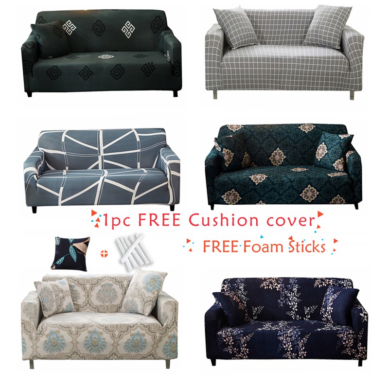 Dansunreve 1 2 3 4 Seater Grey Sofa Cover Stretch Couch Slipcovers Universal Sofa Cover Elastic Polyester Printed Sofa Covers Shopee Philippines