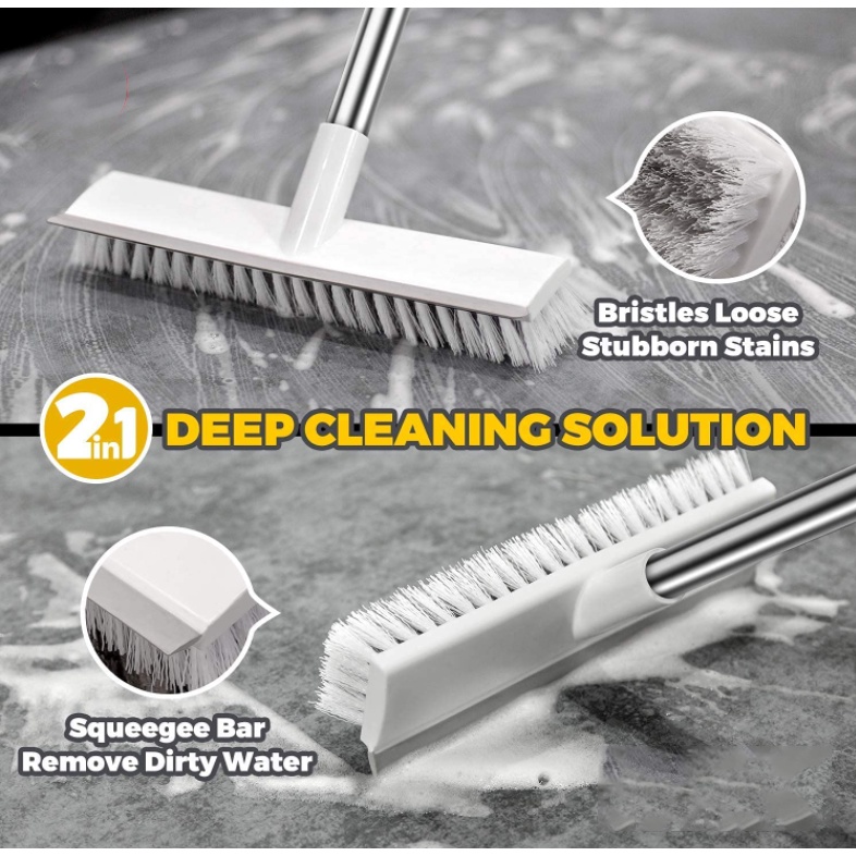 Floor Scrub Brush with Long Handle, Stiff Bristle Brush Scrubber