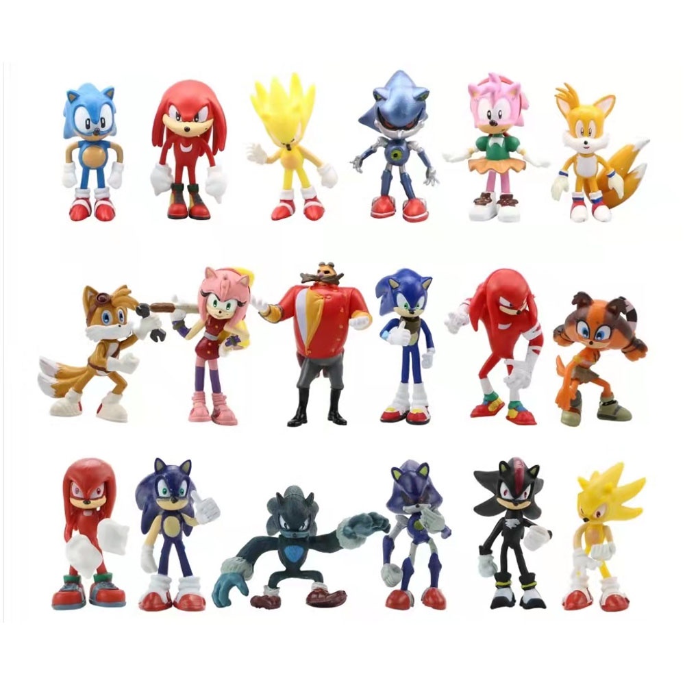 6 Piece/Set Sonic The Hedgehog Action Figure Doll 1-3 Generation Model ...