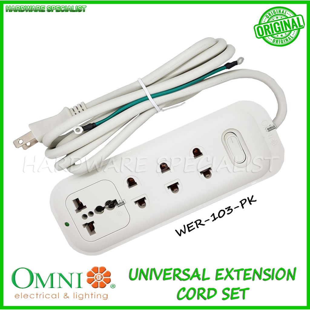 Omni Universal Extension Cord Set WER103PK Original Authentic