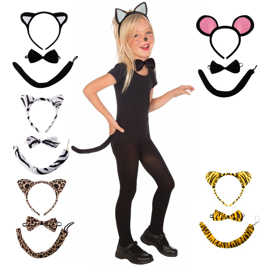 3pc/set Bear Mouse Cat EAR Animal Costume Headband Bow Tail Shopee Philippi...