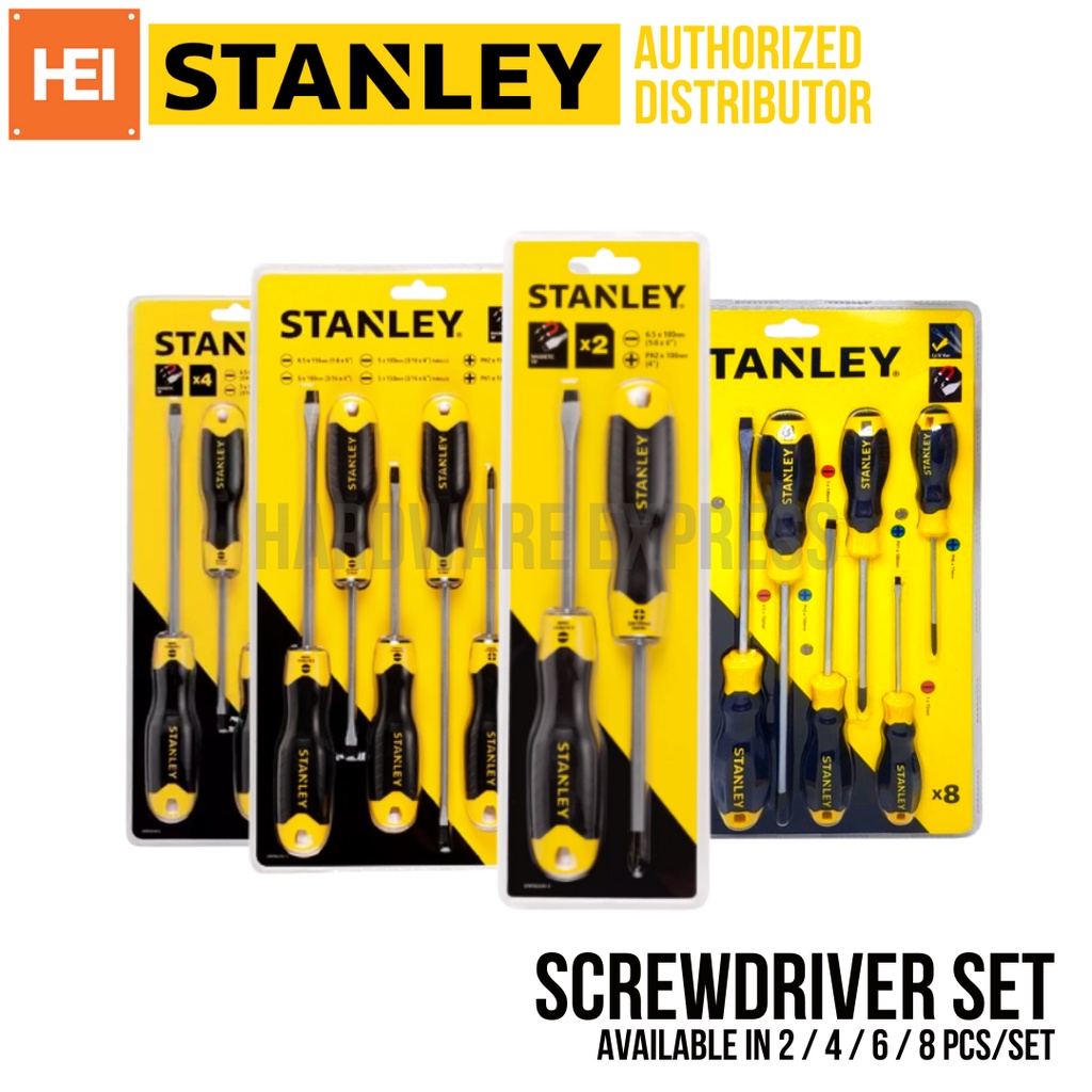 STANLEY Flat Phillips Screwdriver Set 2, 4, 6, 6 w/ tester, 8 piece set Shopee Philippines