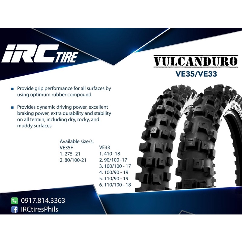 IRC Tire VE-33 Enduro 110/100-17 Sold Each