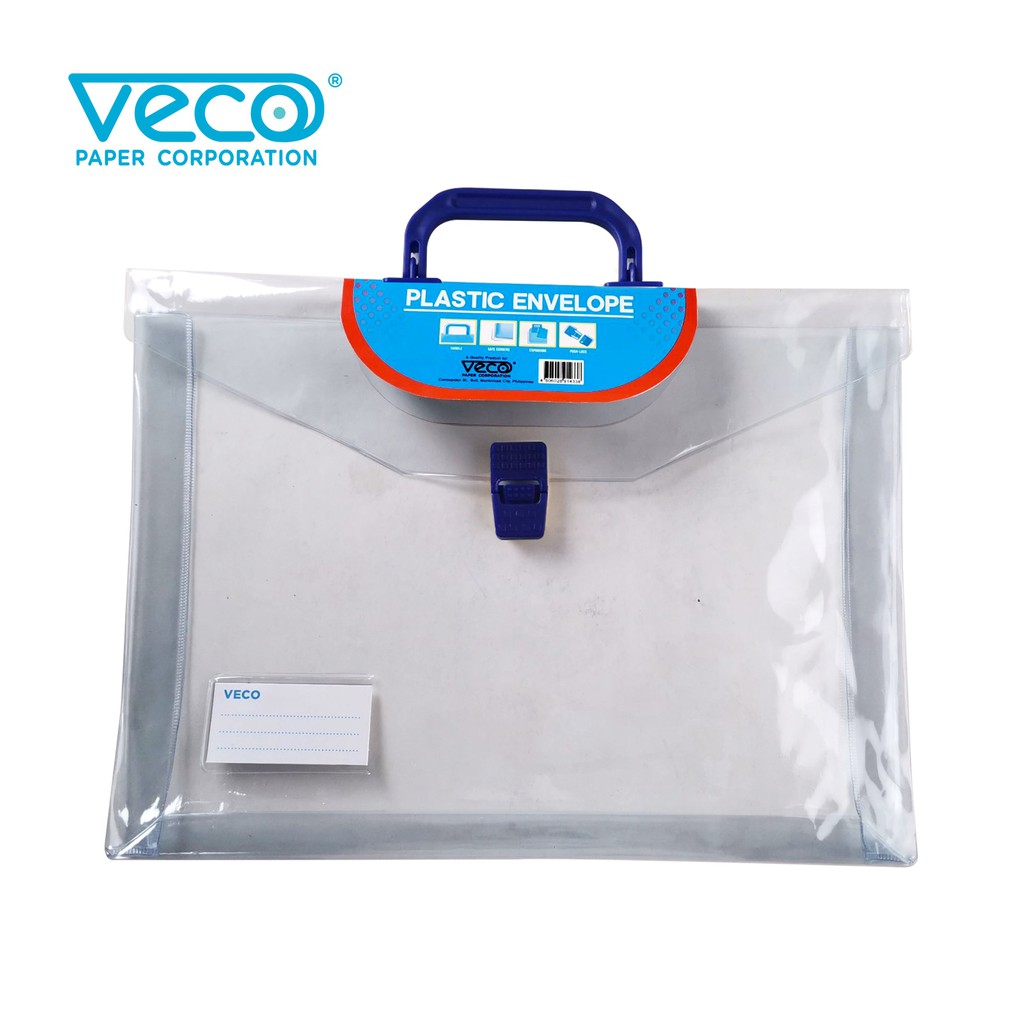 Veco Plastic expanding envelope transparent Long 11x15in with handle