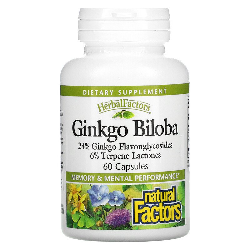 Natural Factors, Ginkgo Biloba, Memory and Mental Performance, 60
