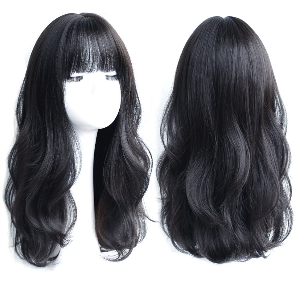 Long Curly Synthetic Wig With Center Bangs Dark Brown Natural Curly Hair  Wig Female Cosplay Wig Heat Resistant Fiber Wig | Shopee Philippines