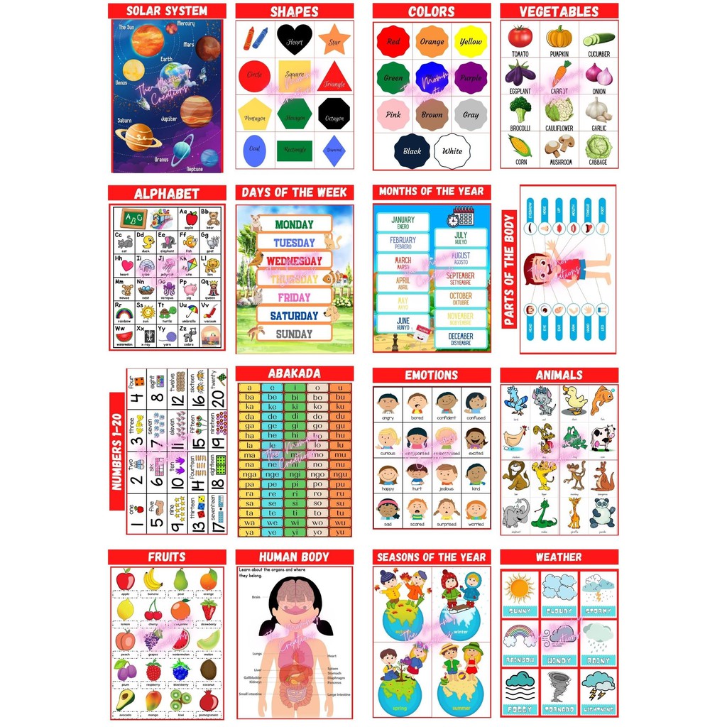 [COD] PHOTO PAPER!! Educational Laminated Charts A4 size | Shopee