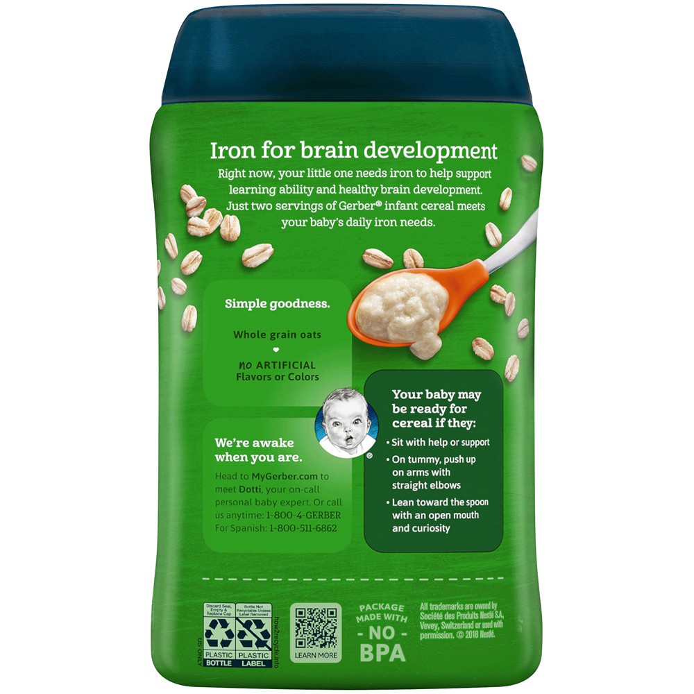 gerber organic oatmeal baby cereal